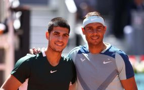 Alcaraz y Nadal en una foto como rivales