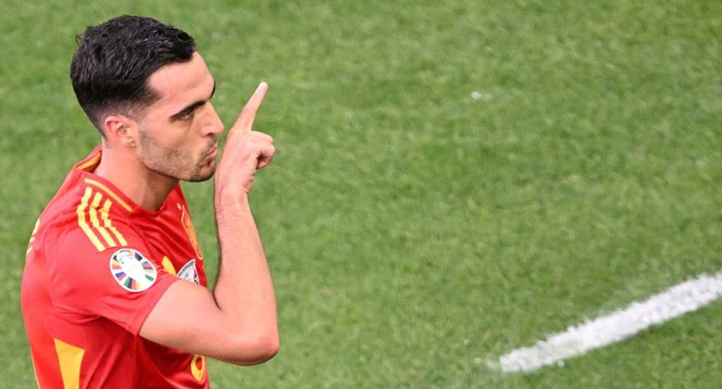 Merino celebra su tanto contra Alemania.