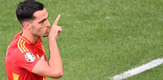 Merino celebra su tanto contra Alemania.