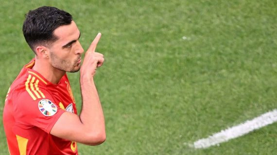 Merino celebra su tanto contra Alemania.