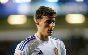 Alejandro Francés, jugando con el Real Zaragoza.