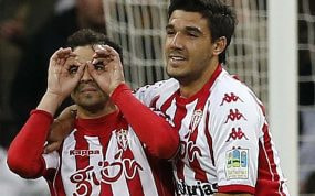 De las Cuevas, en un partido con el Sporting.