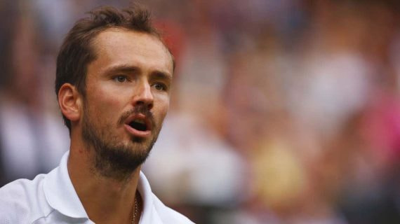 Daniil Medvedev, durante la semifinal de Wimbledon ante Carlos Alcaraz.