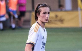 Joan Martínez durante un partido con el Juvenil A del Real Madrid.