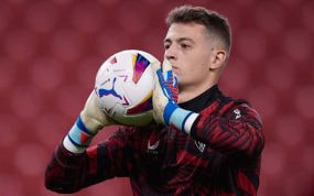Julen Agirrezabala, durante un partido de la presente temporada.