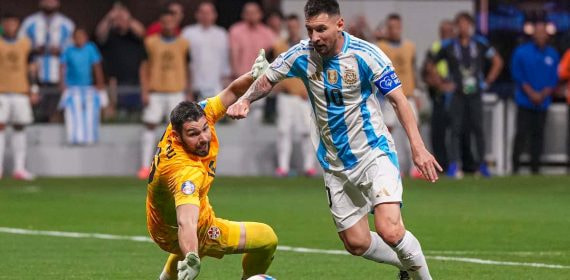 Leo Messi durante un parido de la Copa América con Argentina.