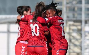 El Levante Las Planas celebrando un gol durante esta temporada