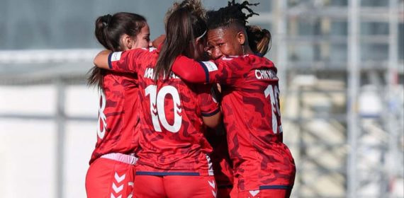 El Levante Las Planas celebrando un gol durante esta temporada