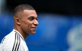 Kylian Mbappé, en su presentación con el Real Madrid.
