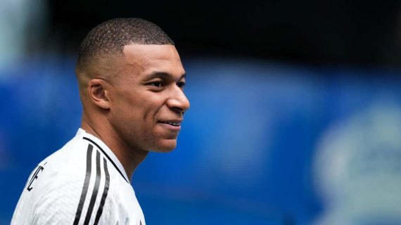 Kylian Mbappé, en su presentación con el Real Madrid.