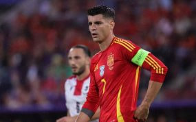 Álvaro Morata, durante un partido de España.