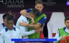 Morata celebra el pase a semifinales.