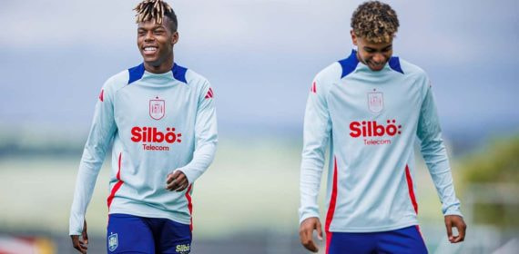 Nico y Lamine, en un entrenamiento.