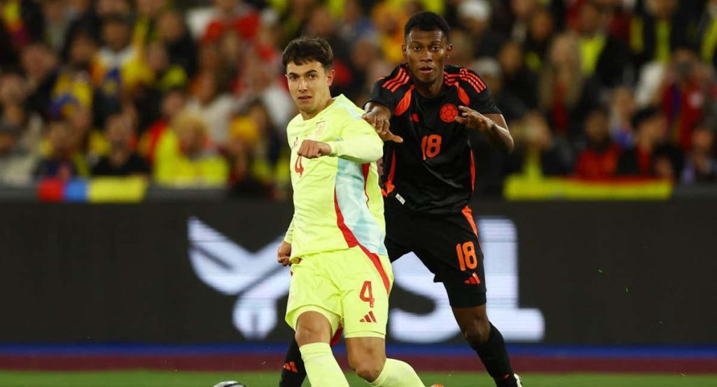 Martin Zubimendi, en el partido de España frente a Colombia.