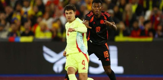Martin Zubimendi, en el partido de España frente a Colombia.
