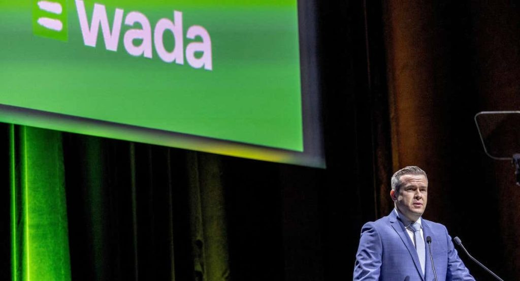 El presidente de la Agencia Mundial Antidopaje, Witold Banka, en una reunión en Lausanne (Suiza), en marzo de 2024. March 12, 2024.