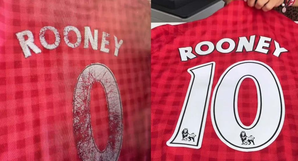 El antes y el después de la camiseta de Rooney del Manchester United.