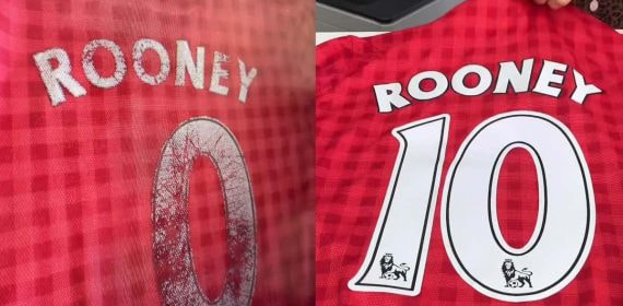 El antes y el después de la camiseta de Rooney del Manchester United.