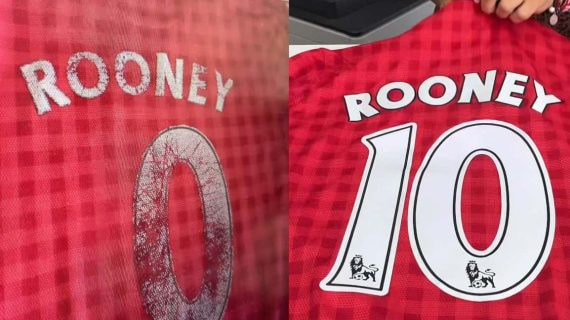El antes y el después de la camiseta de Rooney del Manchester United.