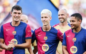 Andreas Christensen y Dani Olmo, juntos en su presentación con el Barcelona.