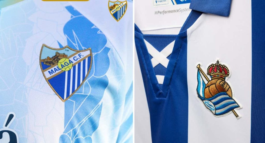 Montaje con camisetas de fútbol en España.