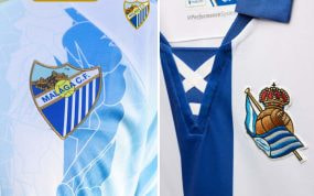 Montaje con camisetas de fútbol en España.