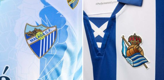 Montaje con camisetas de fútbol en España.