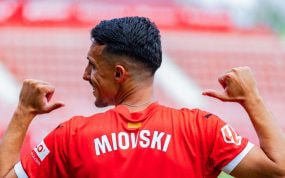 Bojan Miovski, en su presentación como nuevo jugador del Girona.