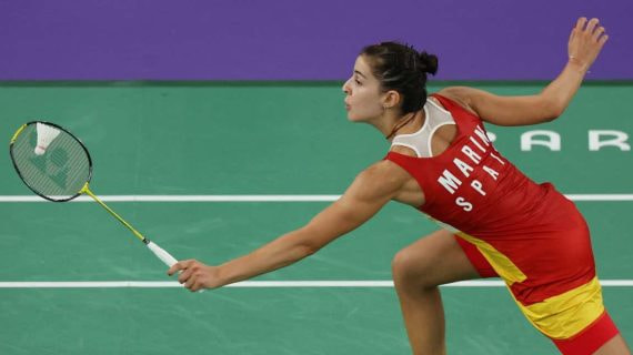 Carolina Marín se retiró entre lágrimas de París 2024.