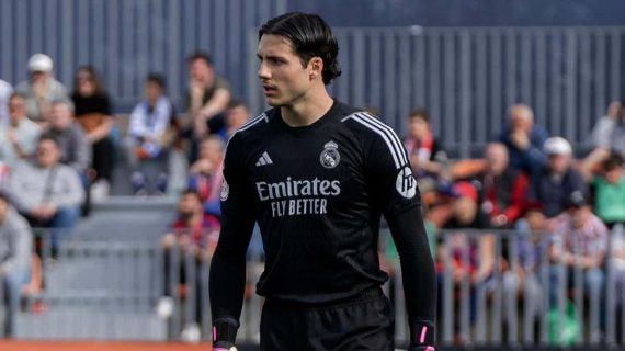 Lucas Cañizares, durante el Atlético de Madrid B - Real Madrid Castilla.