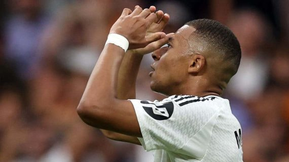 Mbappé, en un instante del partido ante el Real Valladolid.