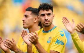 Munir el Haddadi en un partido con Las Palmas.