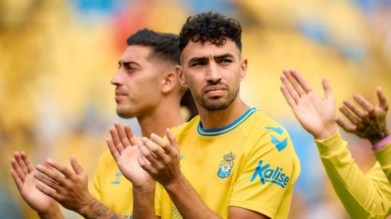 Munir el Haddadi en un partido con Las Palmas.
