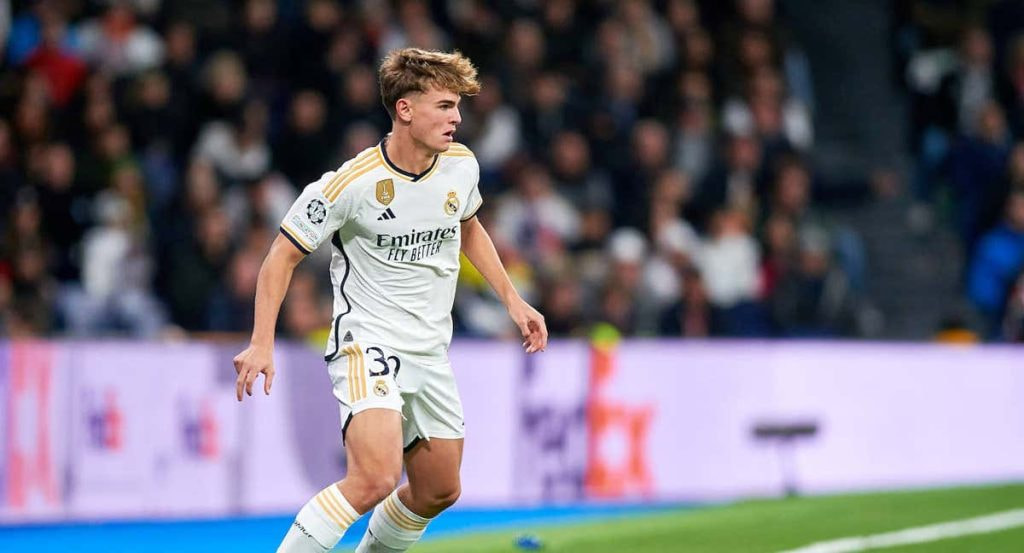 Nico Paz, con el Real Madrid.