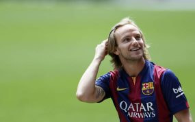 Rakitic, en su presentación con el Barça.