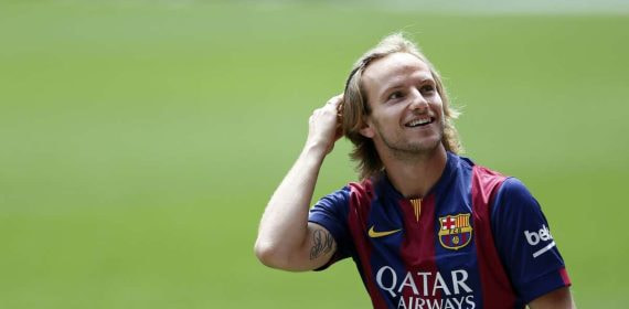 Rakitic, en su presentación con el Barça.