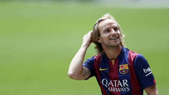 Rakitic, en su presentación con el Barça.