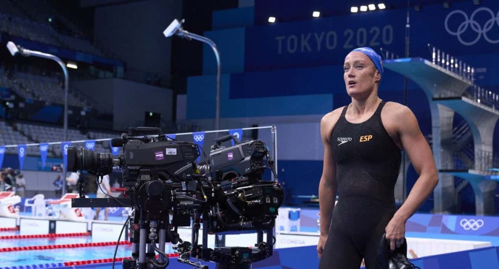 Mireia Belmonte, después de disputar la final olímpica en Tokio 2020 de los 400 estilos.