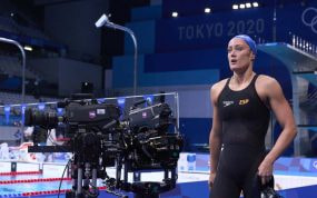 Mireia Belmonte, después de disputar la final olímpica en Tokio 2020 de los 400 estilos.