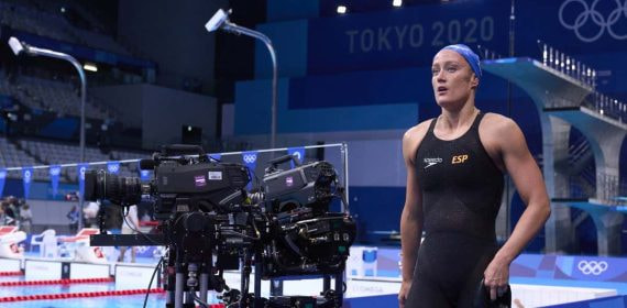 Mireia Belmonte, después de disputar la final olímpica en Tokio 2020 de los 400 estilos.