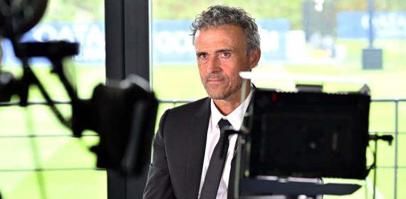 Luis Enrique en la grabación del documental de Movistar Plus+.