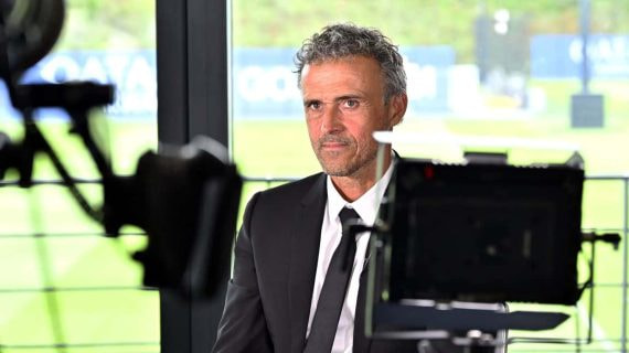 Luis Enrique en la grabación del documental de Movistar Plus+.