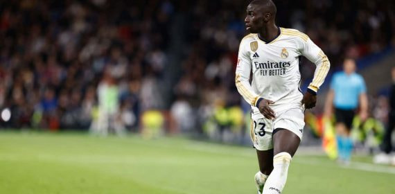 Ferland Mendy, en un partido con el Real Madrid.