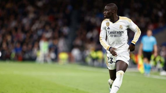 Ferland Mendy, en un partido con el Real Madrid.