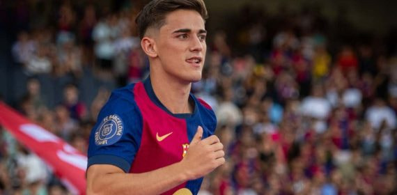 Gavi durante la presentación en el Gamper.