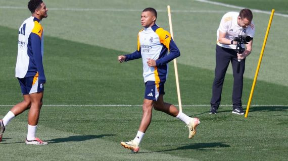 Mbappe entrenando en Valdebebas.