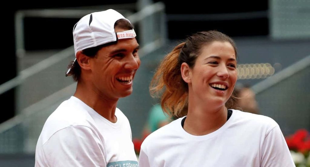Rafael Nadal y Garbiñe Muguruza, durante un evento del Mutua Madrid Open 2016.