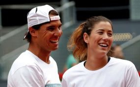 Rafael Nadal y Garbiñe Muguruza, durante un evento del Mutua Madrid Open 2016.