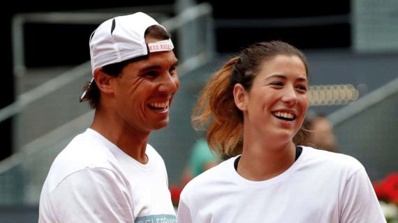 Rafael Nadal y Garbiñe Muguruza, durante un evento del Mutua Madrid Open 2016.