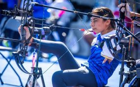 Shetaal Devi, en los Juegos Paralímpicos de París.